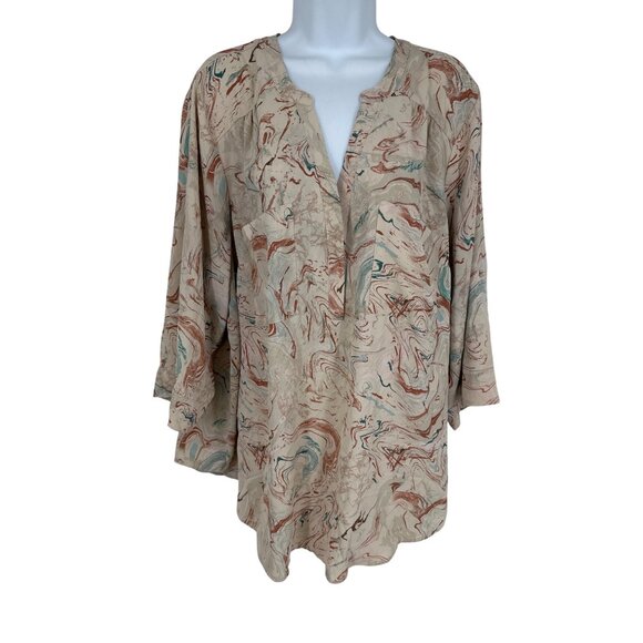 Torrid Womens Harper Marbled Print 3/4 Sleeve Lightweight Blouse Size 3X - Picture 1 of 8